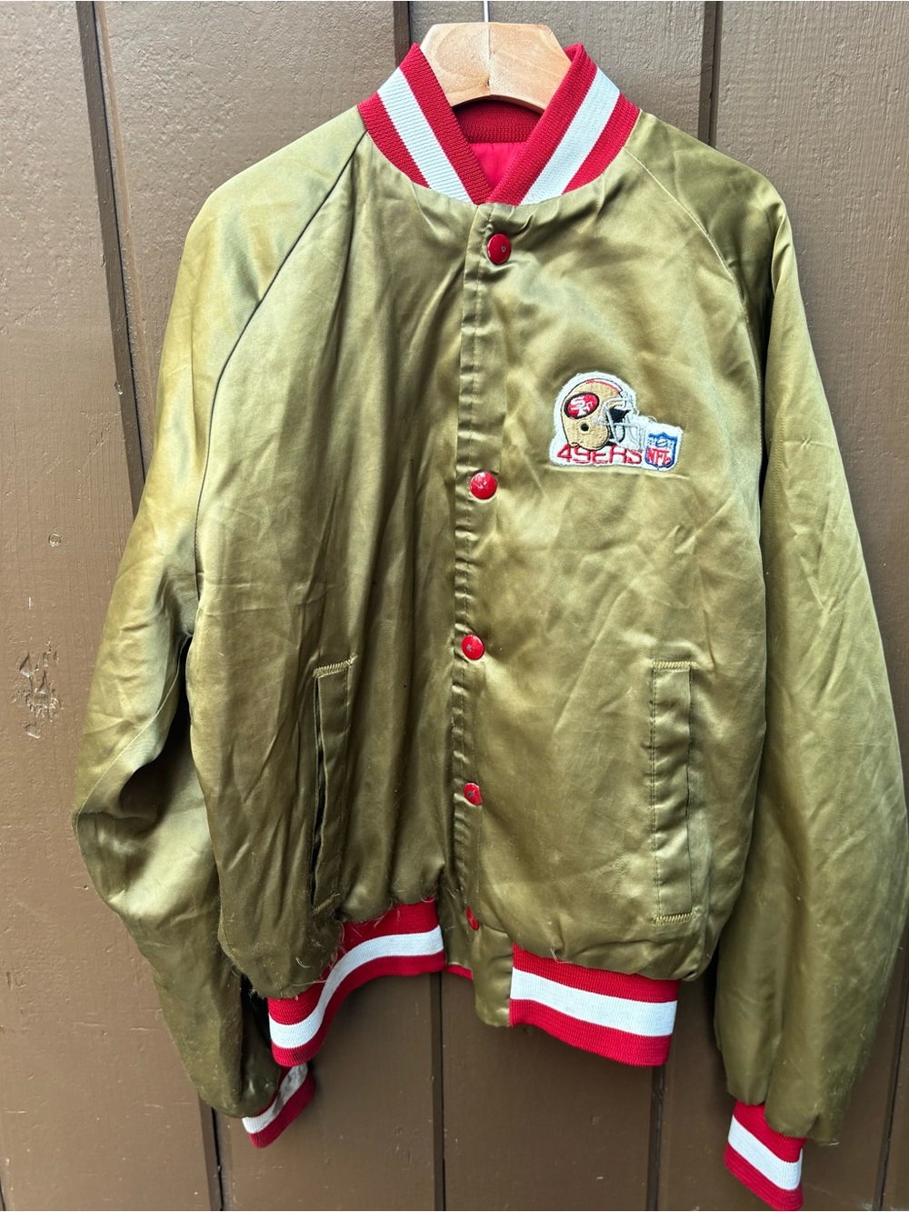Vintage Chalk Line San Francisco 49ers Satin Bomber Jacket Kids 14/16 Distressed